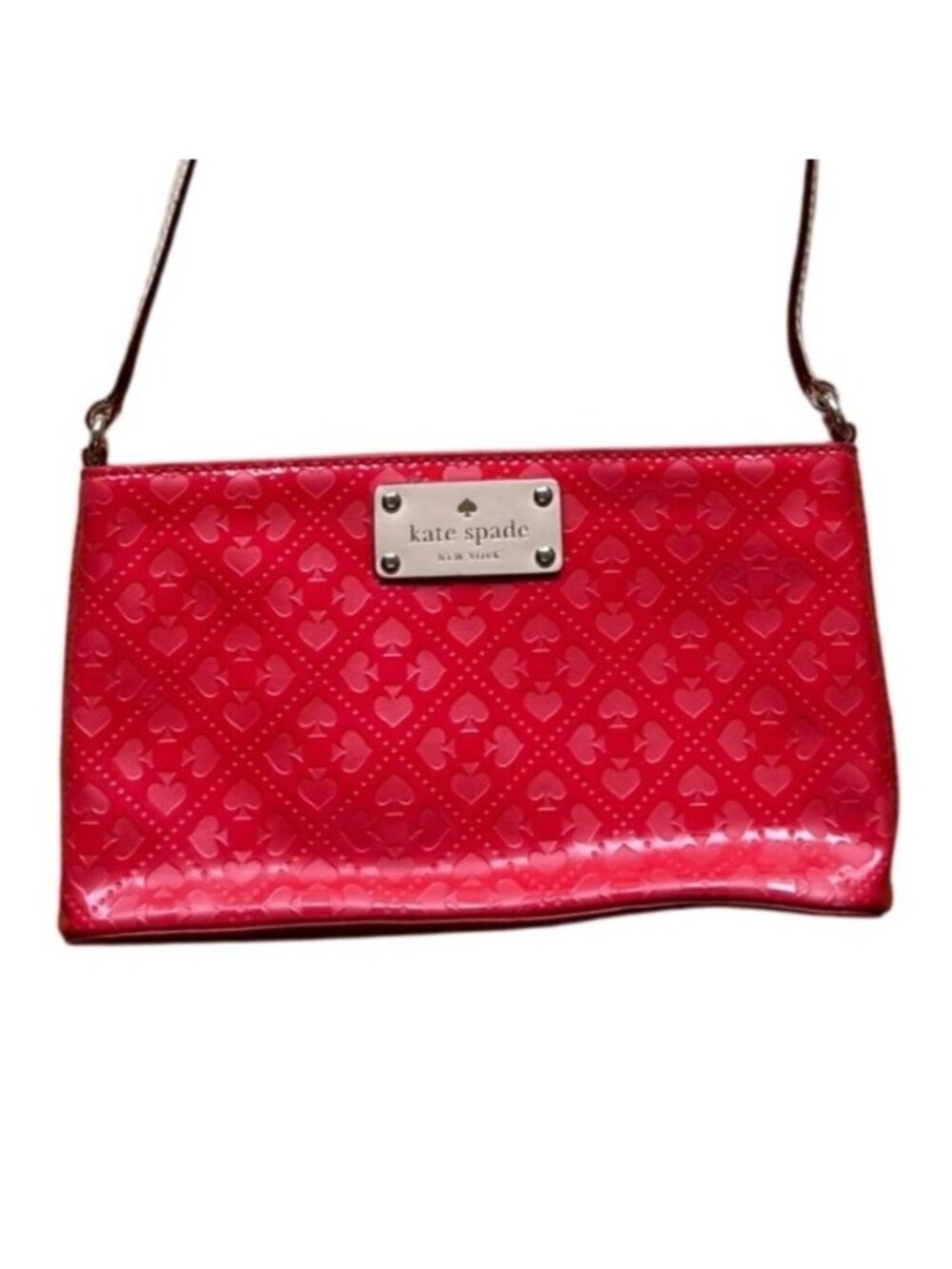 Kate Spade NY Red Patent Leather Deboss Logo Emerald Avenue Crossbody Bag